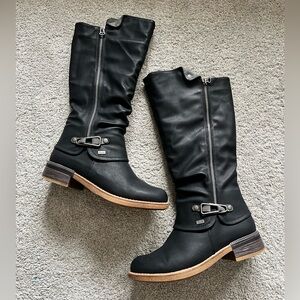 RIEKER FABRIZIA Size 39 Black Faux Fur Lined Water Resistant Winter Riding Boots